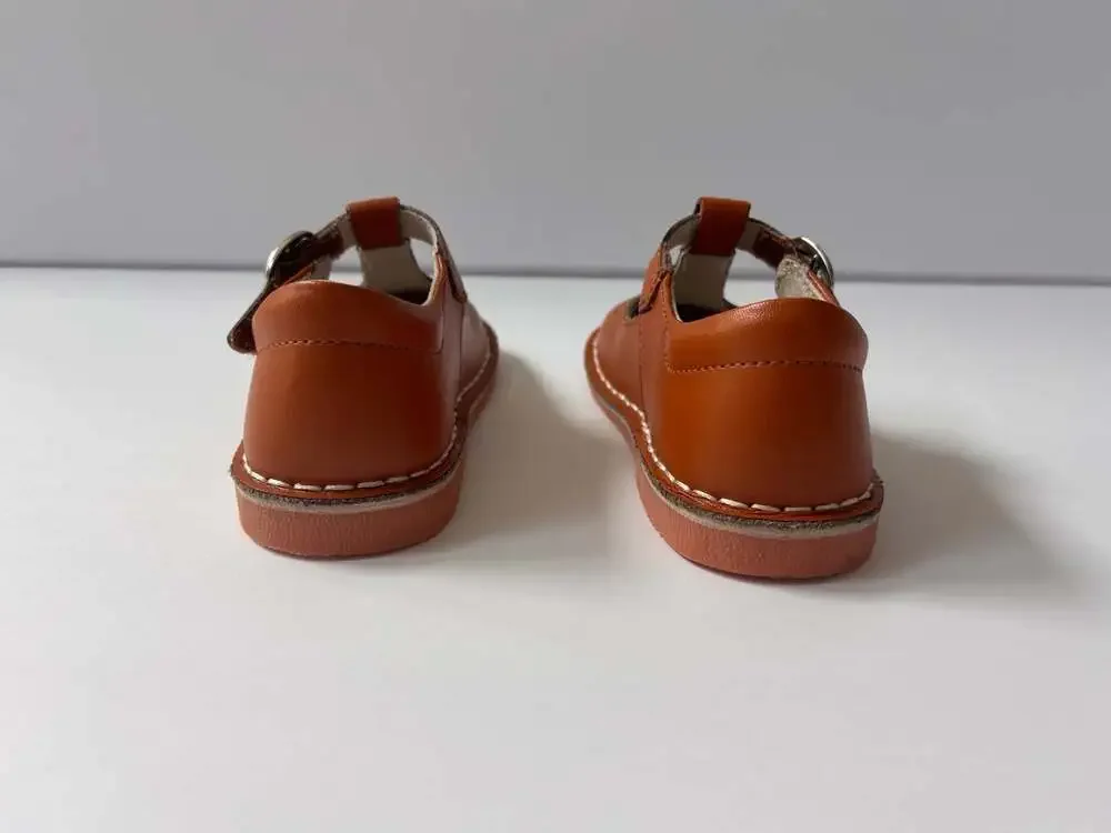 L'Amour Shoes Toddler Girl Ollie T-Strap Perforated Heart Leather Mary Jane Brow